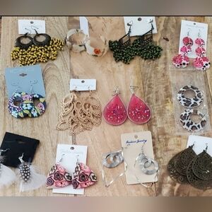 Lot #1 New & Used LARGE Earrings 12 Pairs Jewelry GREAT TO BUNDLE W/MORE